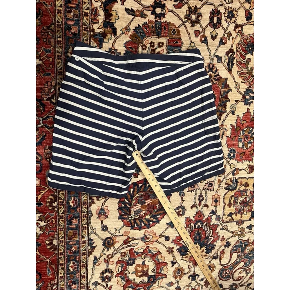 Men’s J.Crew Blue and White Nautical Stripe Swim Shorts Size 34